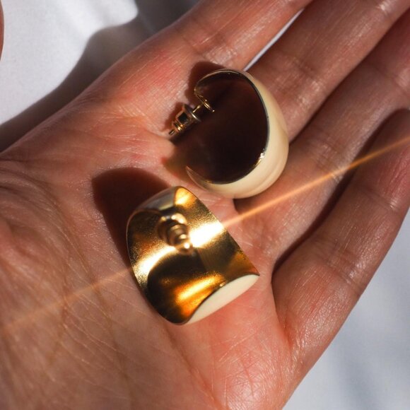 Ivory Hoop Earrings - Picture 3 of 3